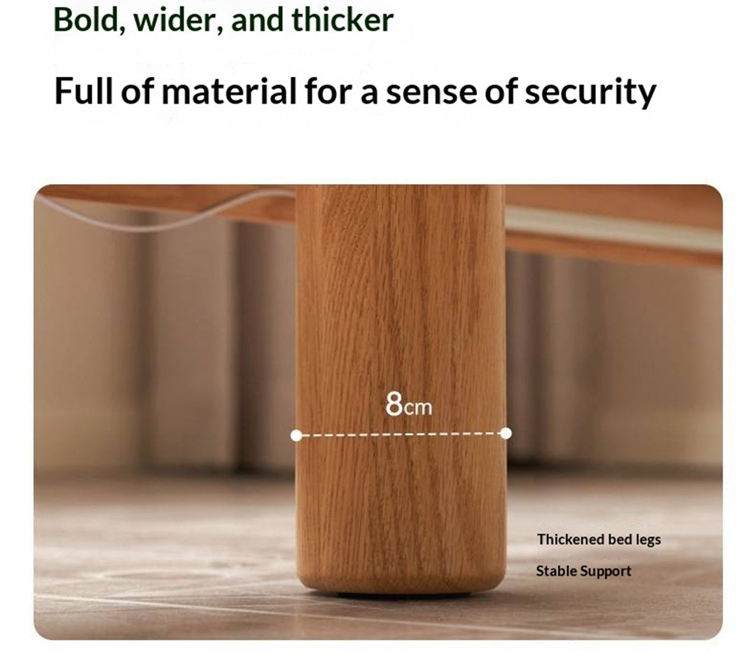 Oak Solid Wood Suspended Bed with Soft Backrest – Piano Key Design