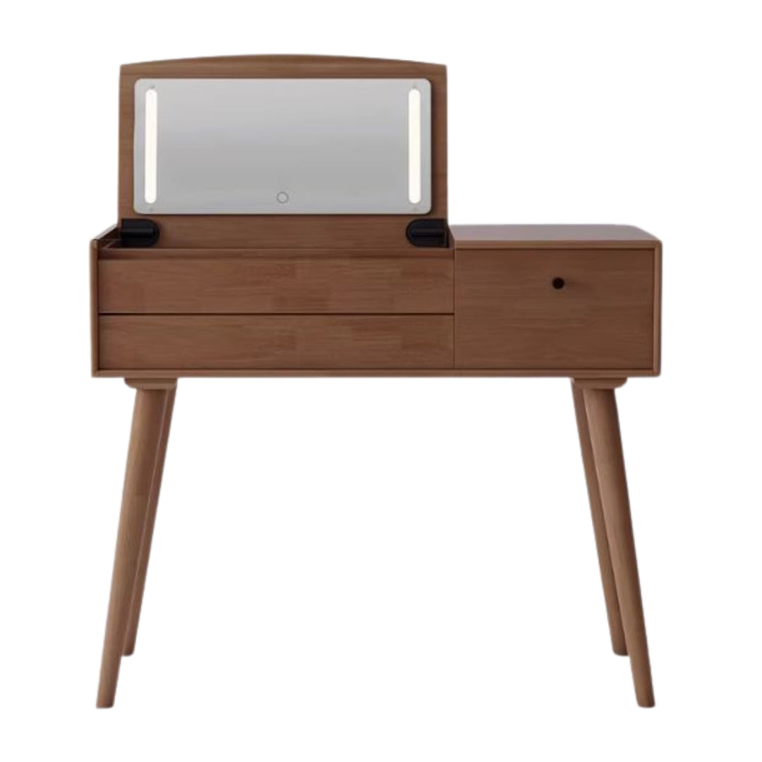 Oak Solid Wood, Solid RubberWood Vanity Table Mirror LED Touch Light.