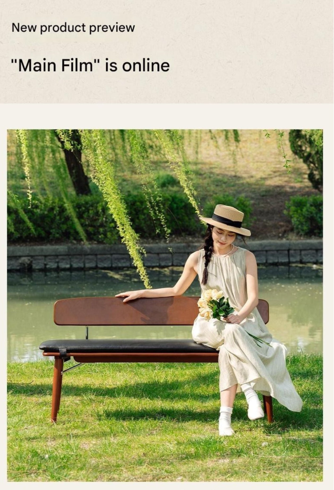 Beech Solid Wood Organic Leather Long Bench