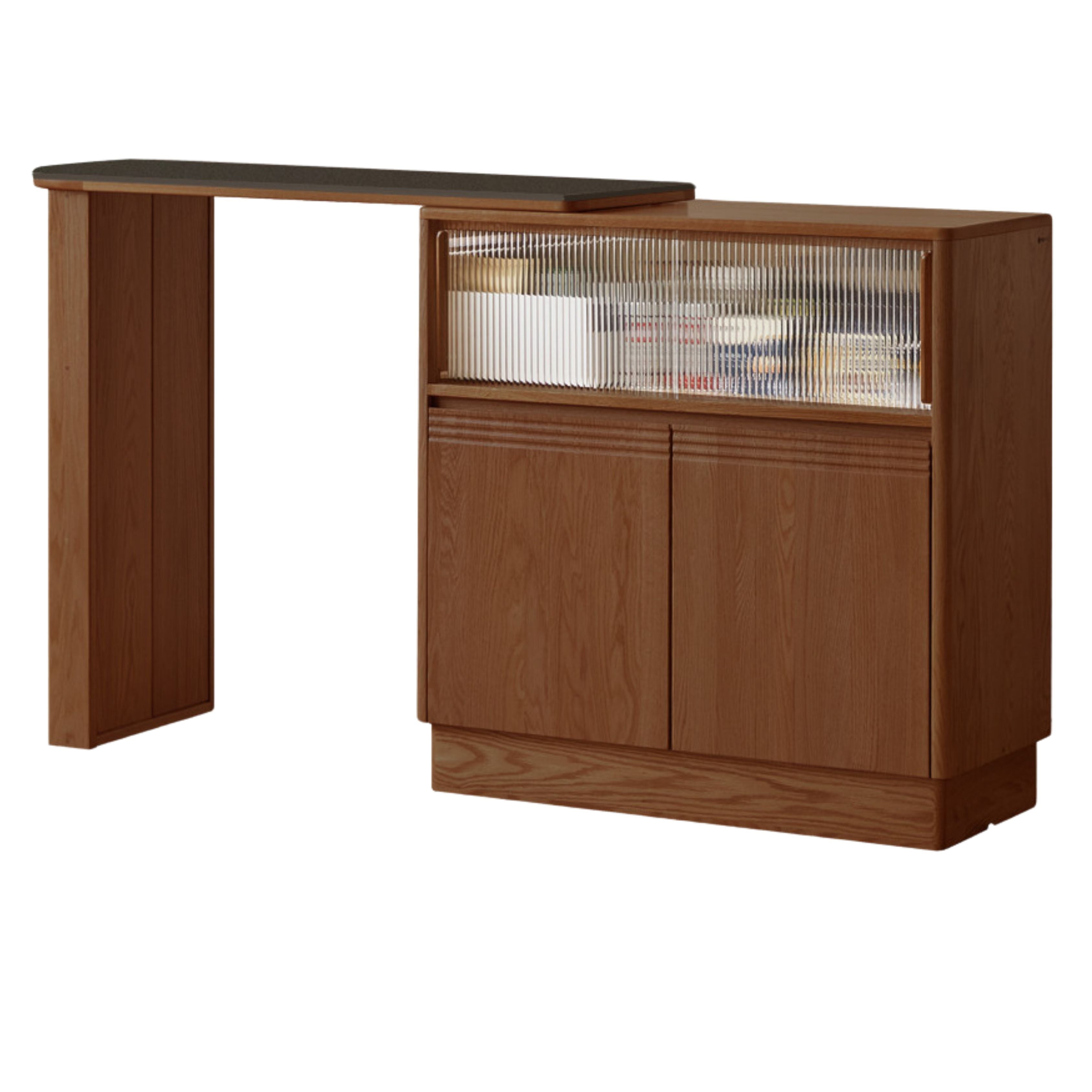 Oak Solid Wood Retractable Rock Plate Bar Table