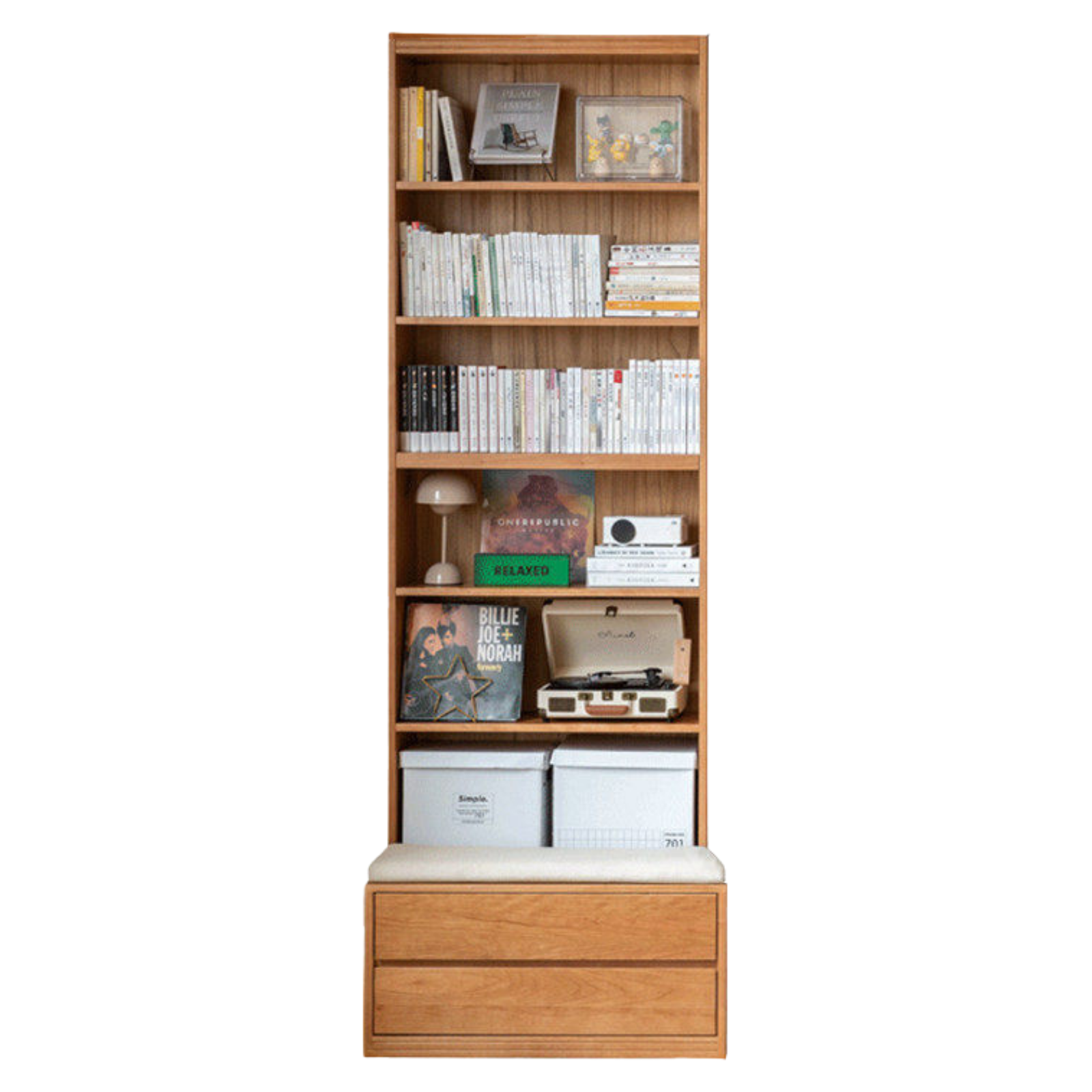 Cherry Solid Wood Bookcase Combination Glass Cabinet
