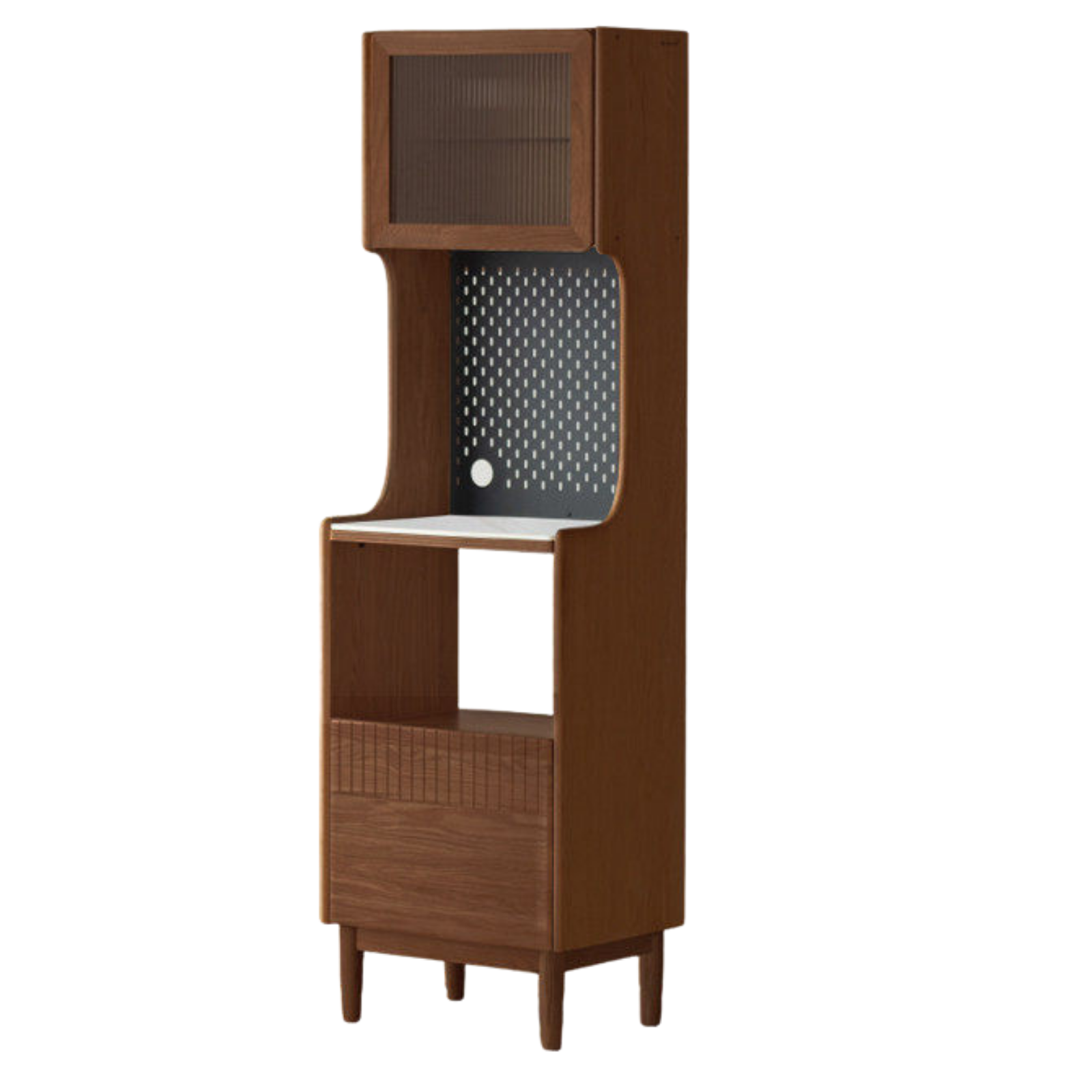 Solid RubberWood, Oak Solid Wood Sideboard Rock Board LED Light