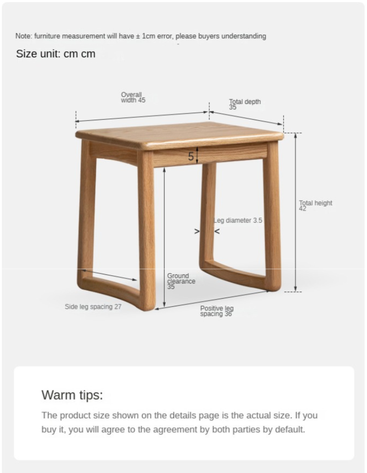 Ash, Oak Solid Wood Tea Stool