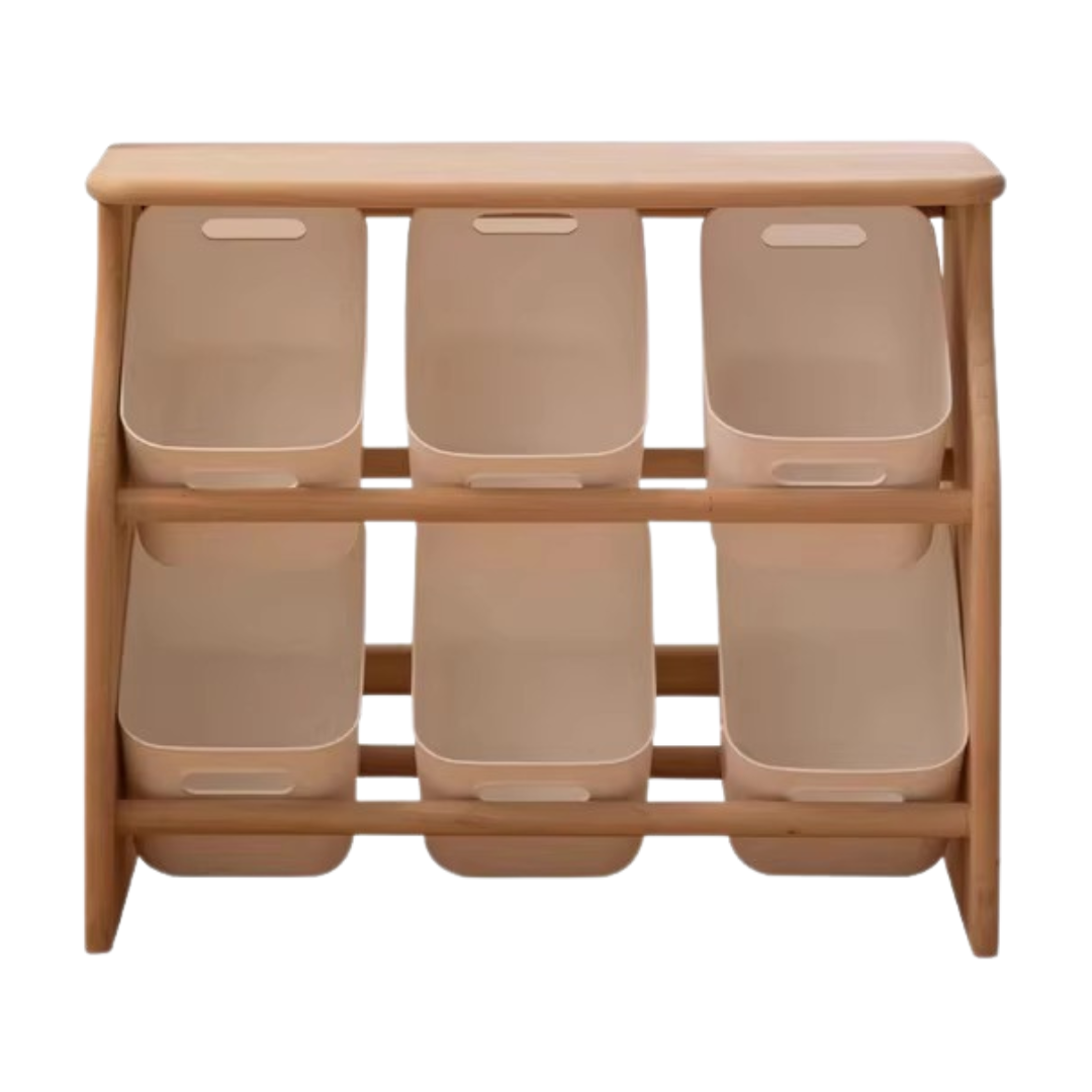 Poplar Solid Wood Kids Book, Toy Combination Storage Rack