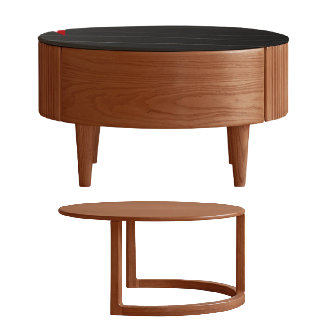 Black Walnut, Ash Solid Wood Combination Rock Plate Coffee Table