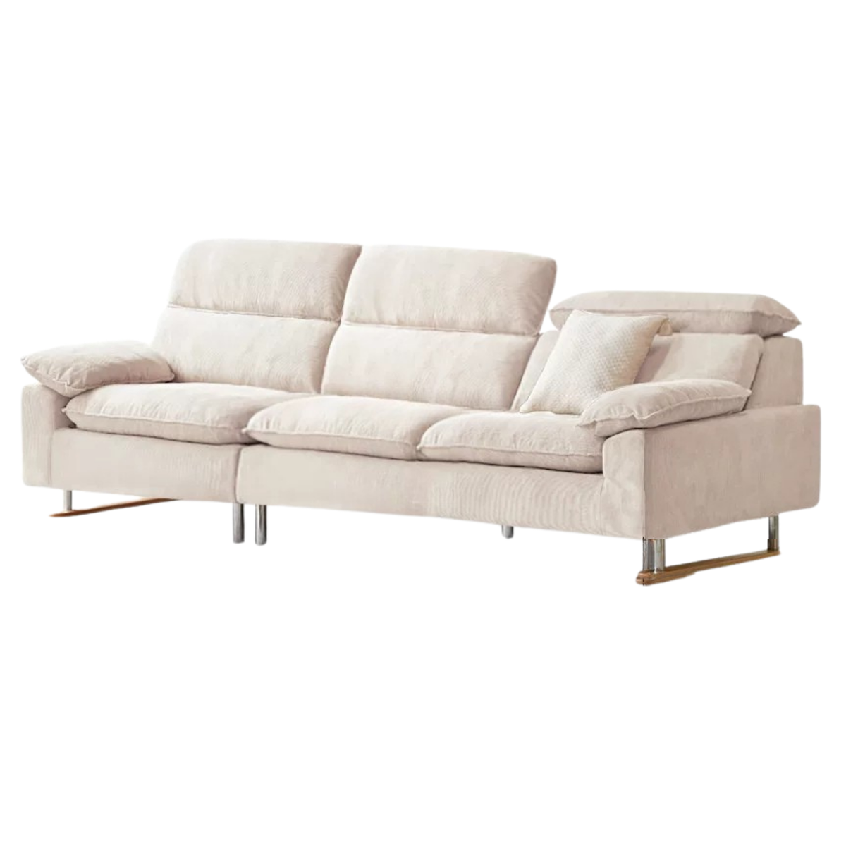 High-Back Corduroy Fabric Sofa with Removable Cover
