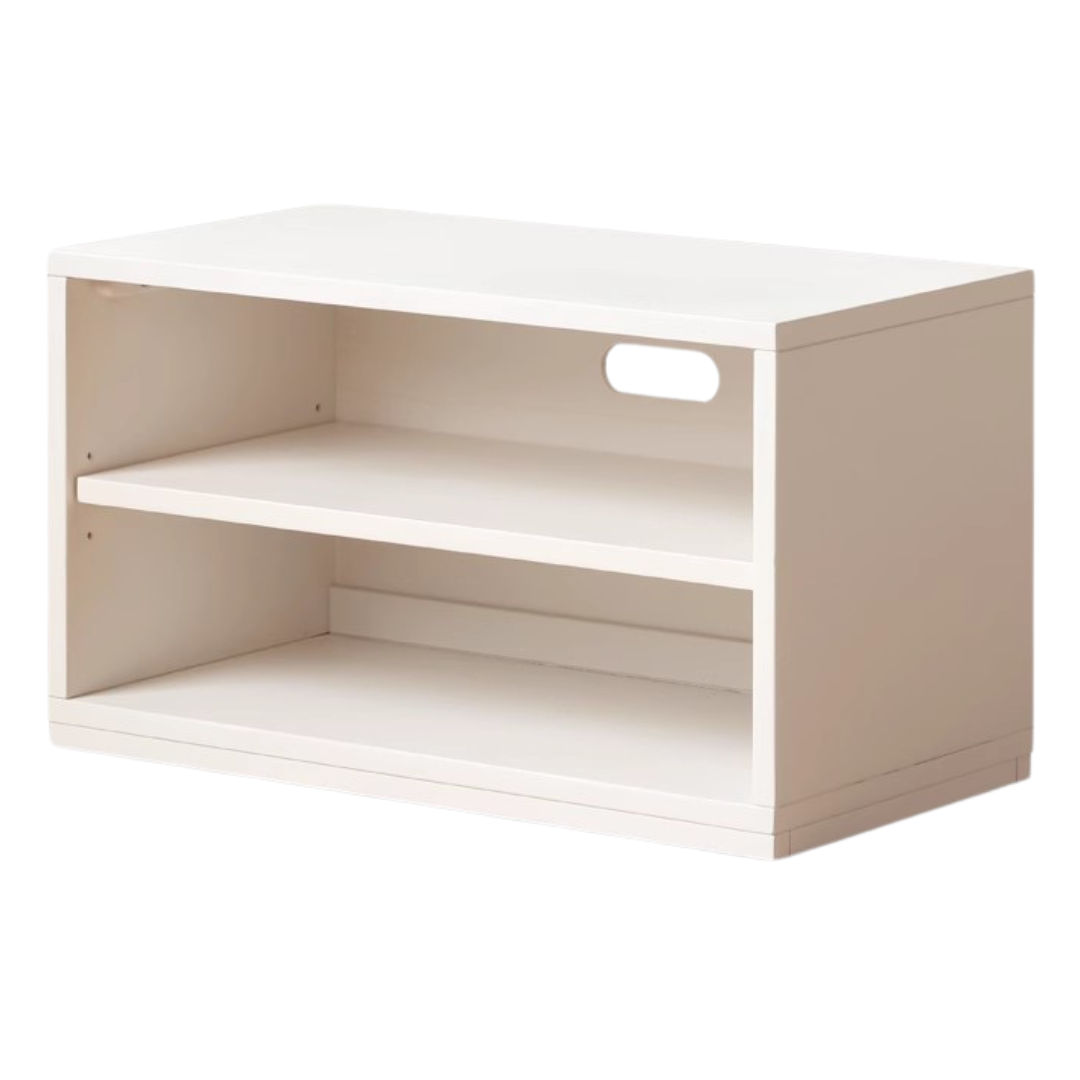 Poplar Solid Wood TV Cabinet Floor Cabinet Cream Style