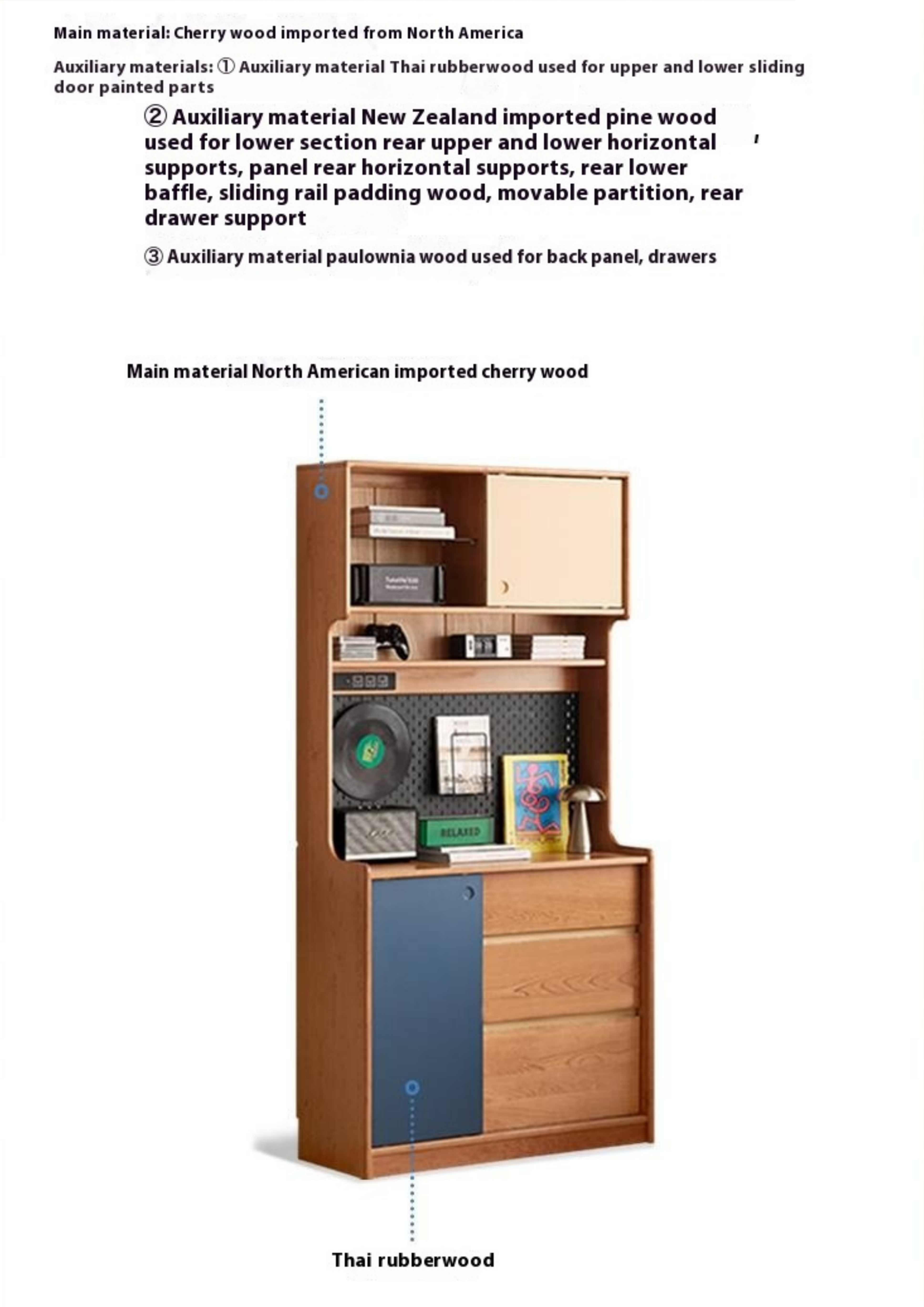 Cherry Solid Wood Retro Sideboard
