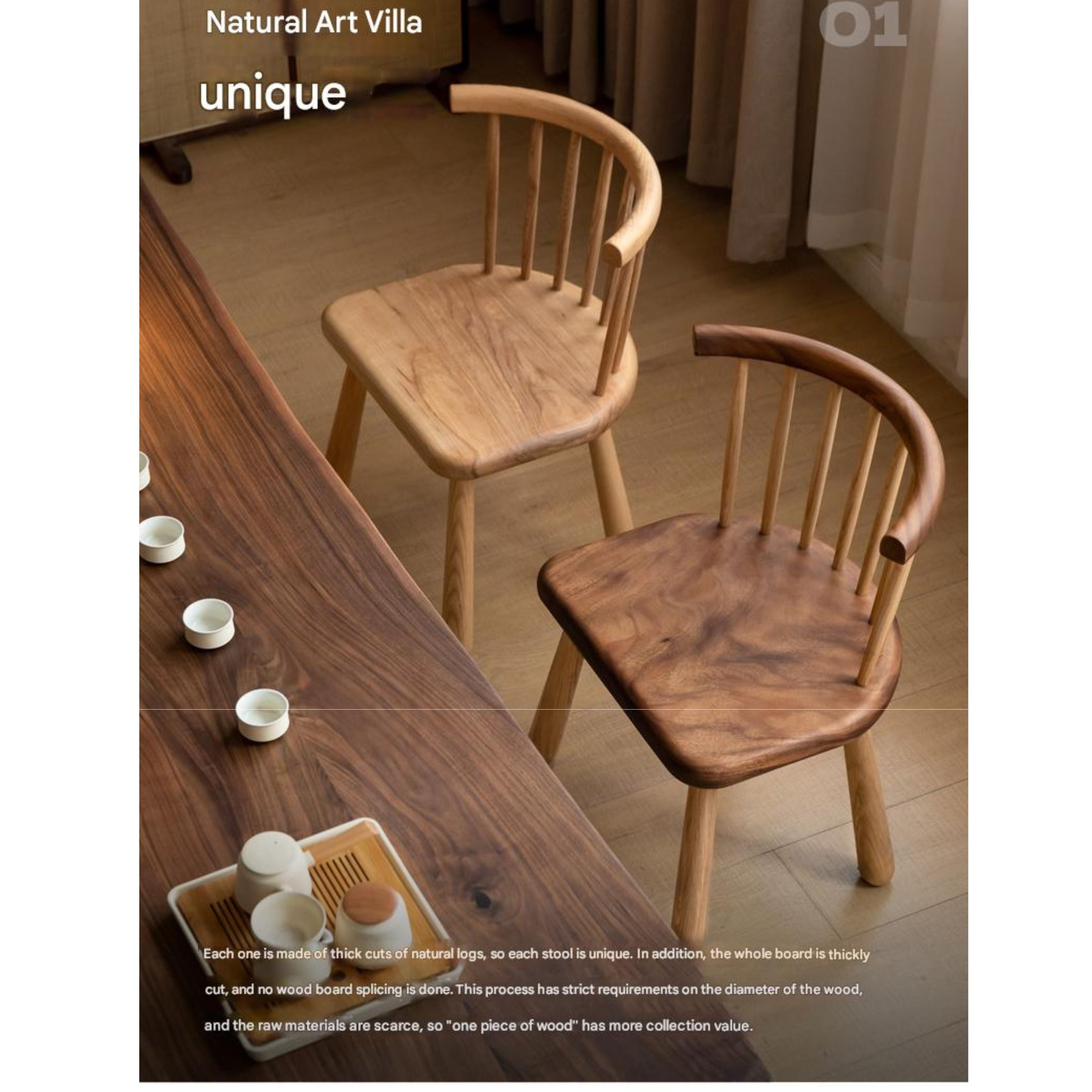 South American Walnut, Black Walnut, Ash Solid Wood Side Chair Small Stool