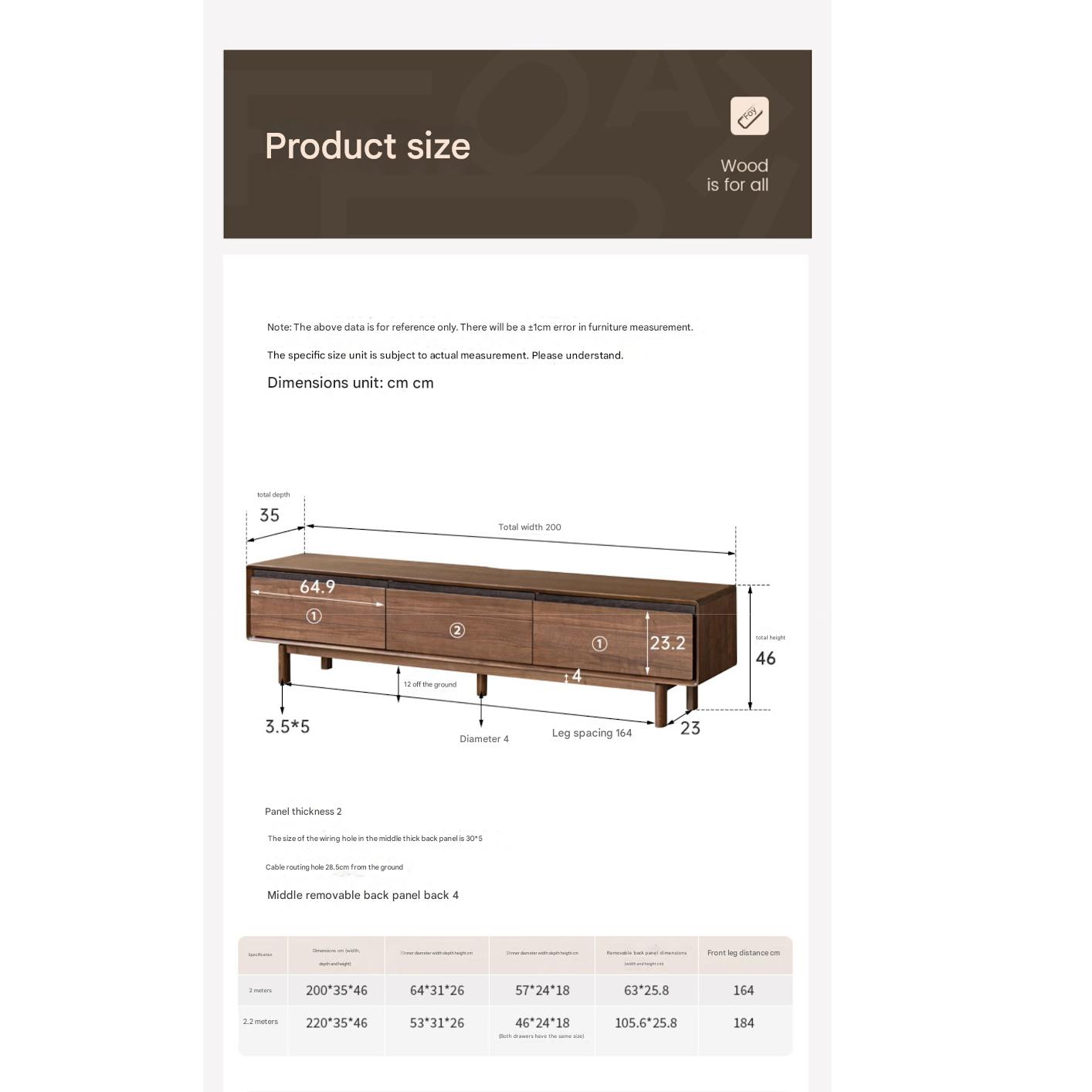 Black Walnut, Oak Solid Wood Floor Modern TV Cabinet.
