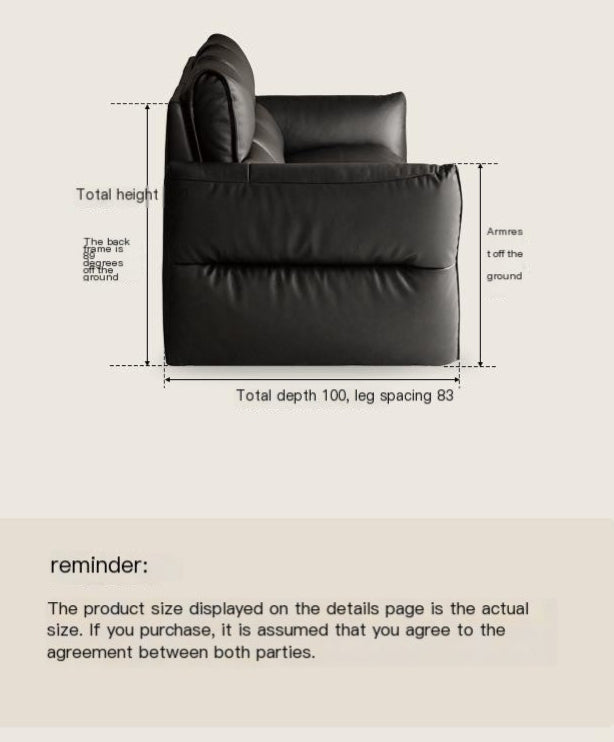 Genuine Leather Sofa Italian Light Luxury Tofu Block Sofa