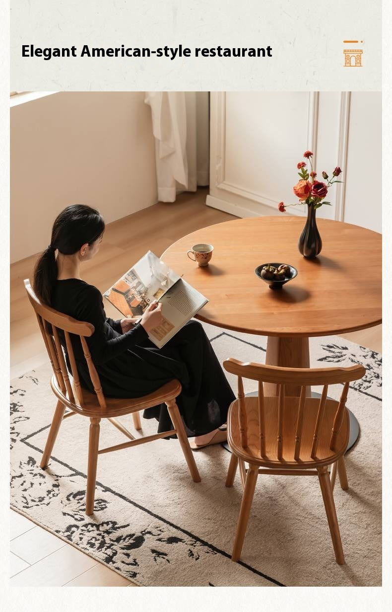 Set 4 pcs Cherry Solid Wood Retro Backrest Chair