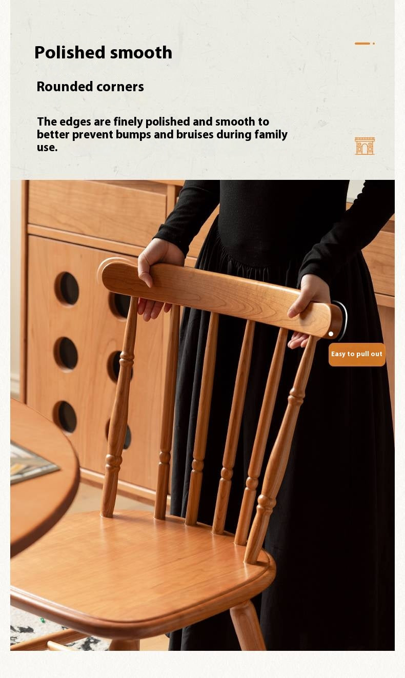 Set 4 pcs Cherry Solid Wood Retro Backrest Chair