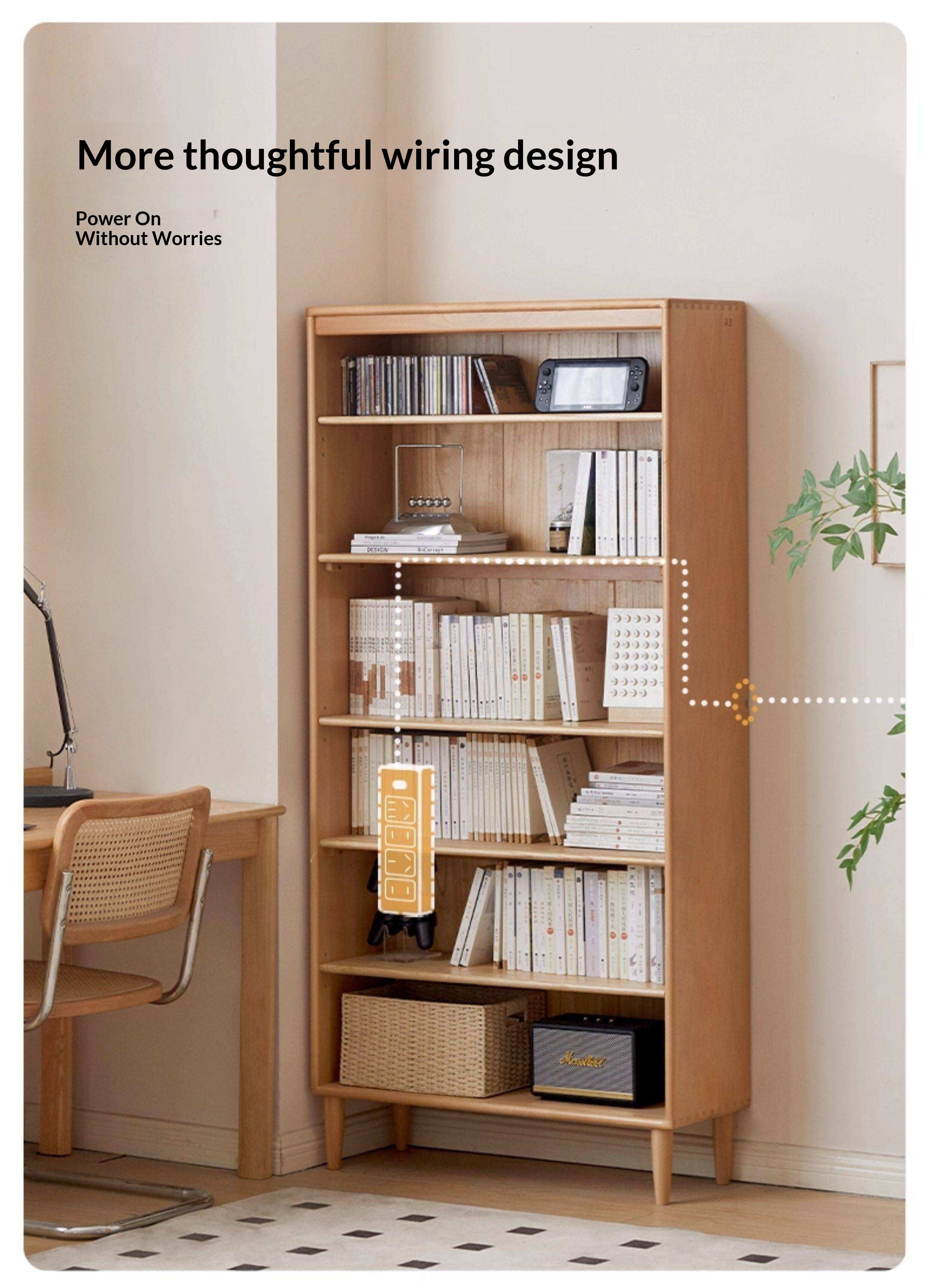 Beech Solid Wood Bookshelf Combination, Open Storage Cabinet