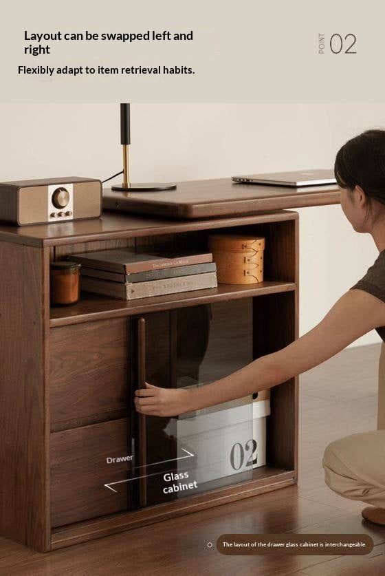 Black Walnut, Oak Solid Wood Italian Light Luxury Corner Office Desk