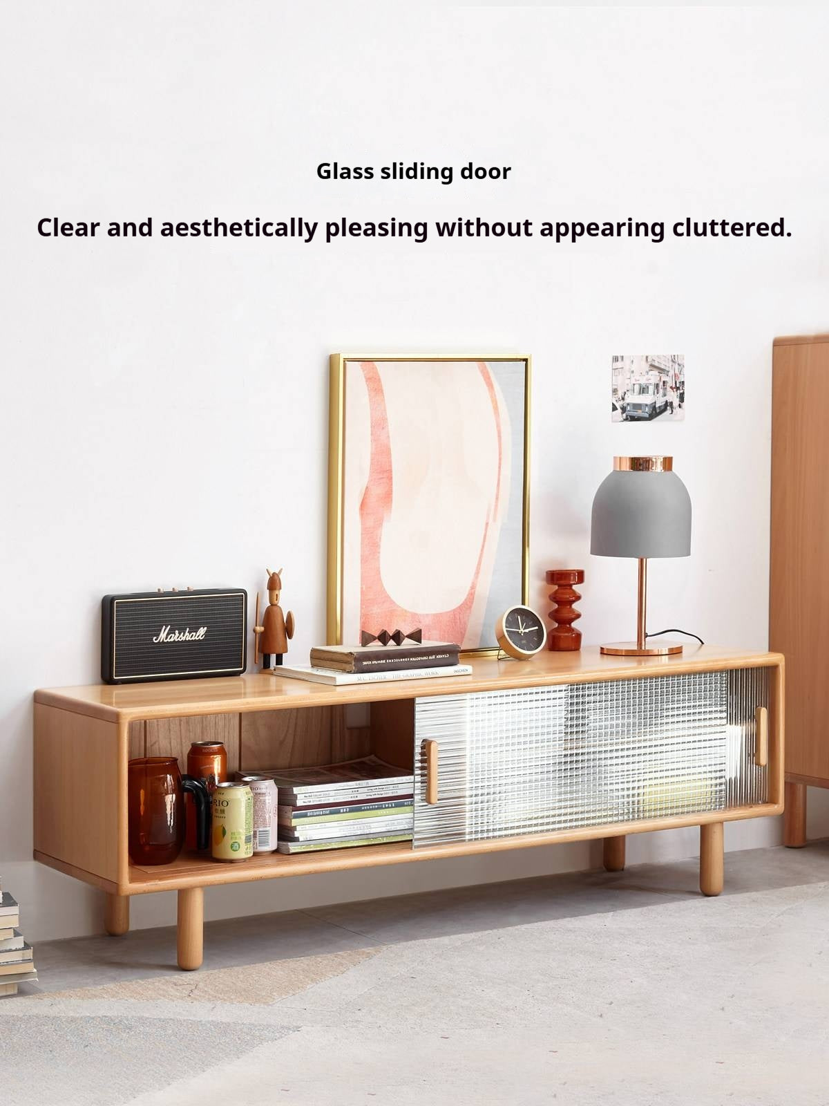 Beech Solid Wood TV Storage Cabinet.