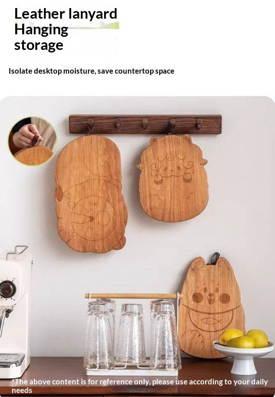 Cherry Solid Wood Pet-Shaped Cutting Board and Baby Food Plate