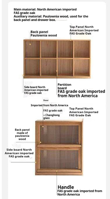Black Walnut, Oak Solid Wood Low Bookcase, Modern Modular Storage Shelf Cabinet
