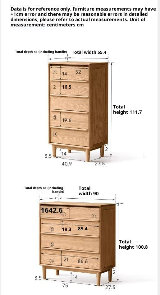 Ash Solid Wood Modern Drawer Cabinet