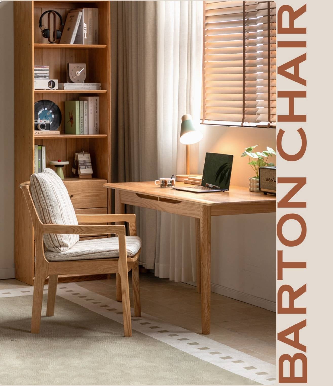 Cherry, Oak, Beech Solid Wood Book Chair Comfortable Soft Back Chair