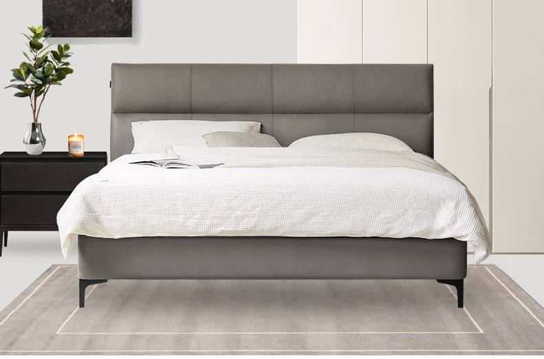 Luxury Genuine Leather Modern Minimalist Bed