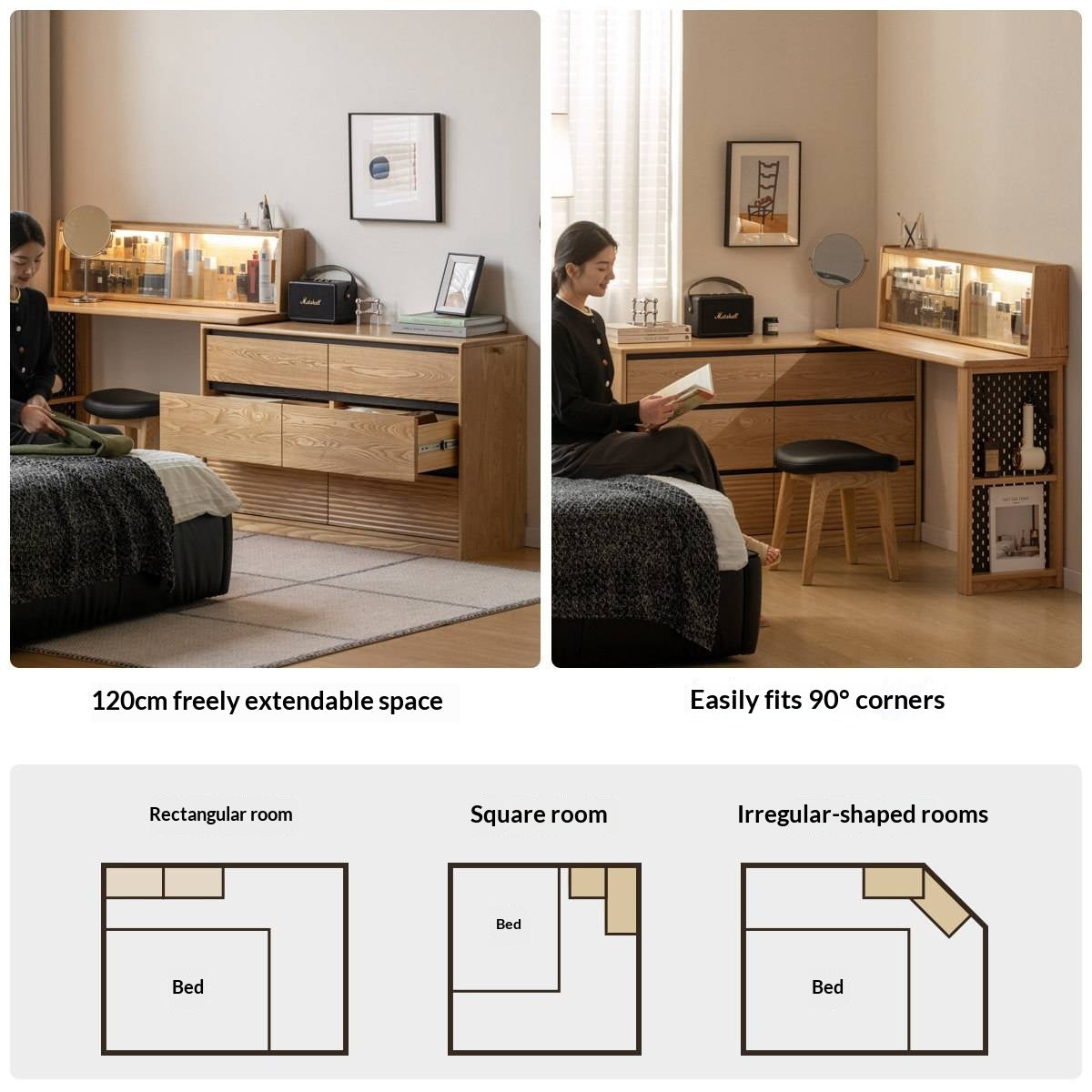 Ash Solid Wood Modern Minimalist Vanity Table