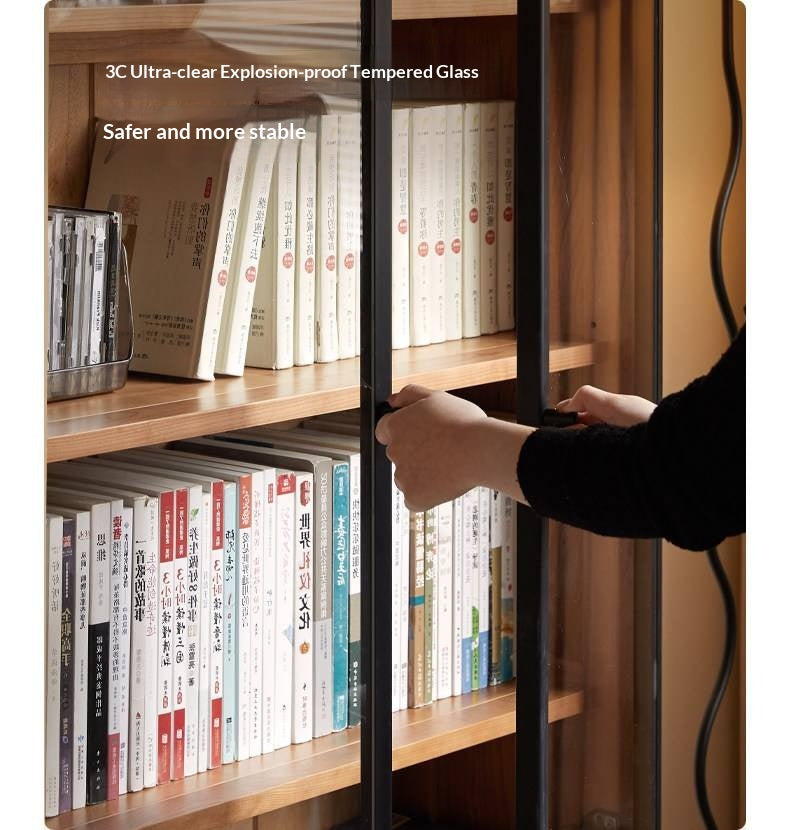 Cherry Solid Wood Floor-Standing Bookcase with Modern Shelving