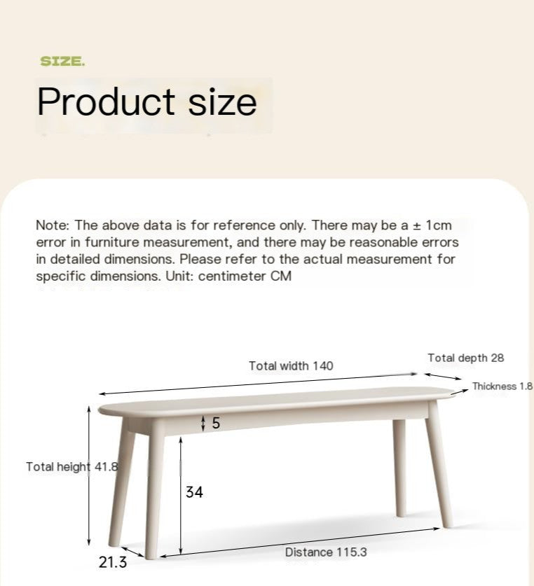 Solid Rubberwood French Cream Style Long Bench