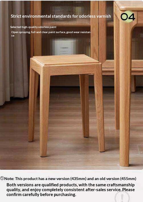 2pcs - Beech, Oak, Ash, Cherry Solid Wood, Solid RubberWood Foldable Nordic Square Stool