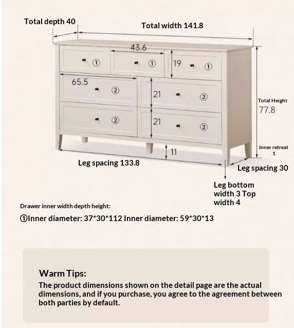 Rubberwood, Oak Solid Wood American Style Chest of Drawers
