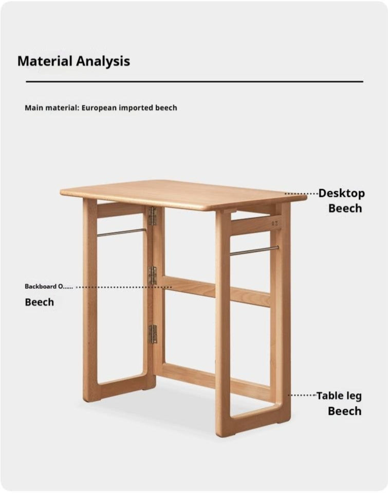 Beech Solid Wood Folding Study Table