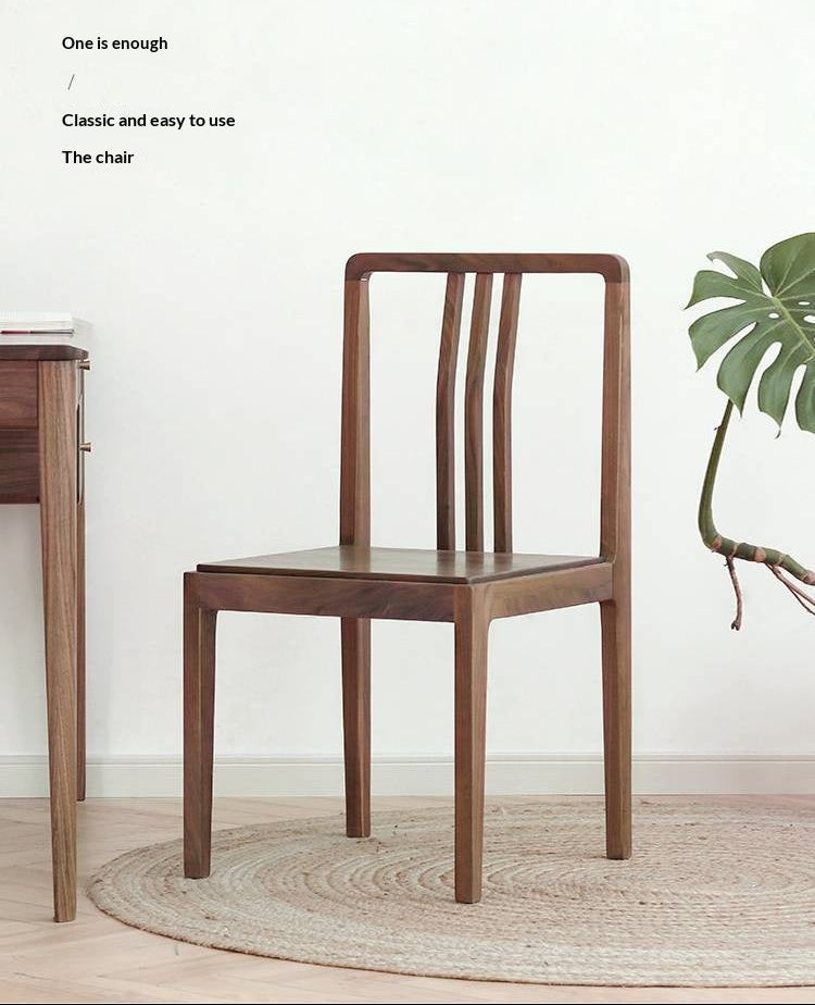 Set 4 pcs Black Walnut, Ash Solid Wood Dining Chair with Backrest 4pcs