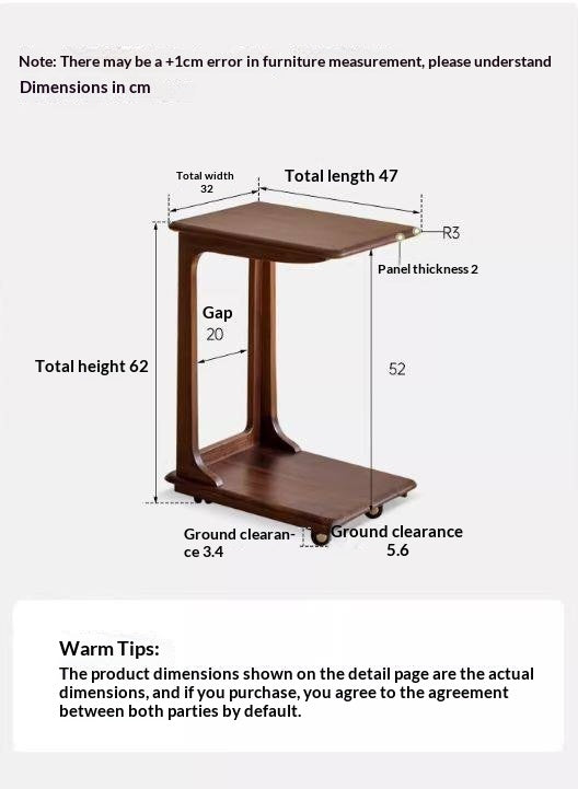 Sandalwood Solid Wood Movable Side Table Modern Aesthetic