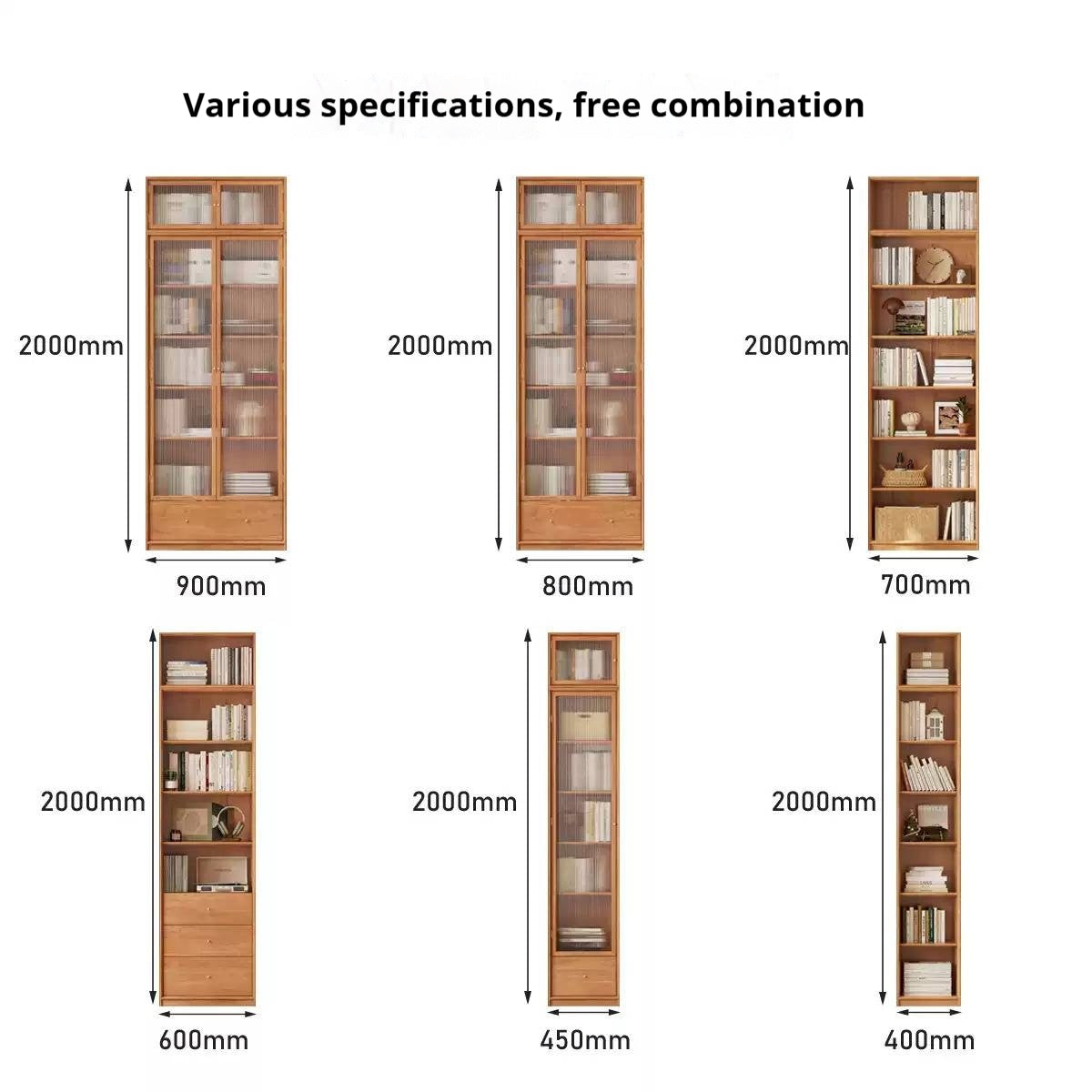 Cherry Solid Wood Bookcase Cabinet Display.