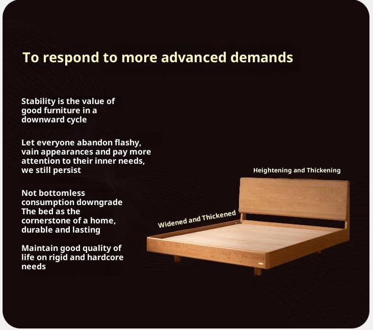 Cherry Solid Wood Bed Modern Style