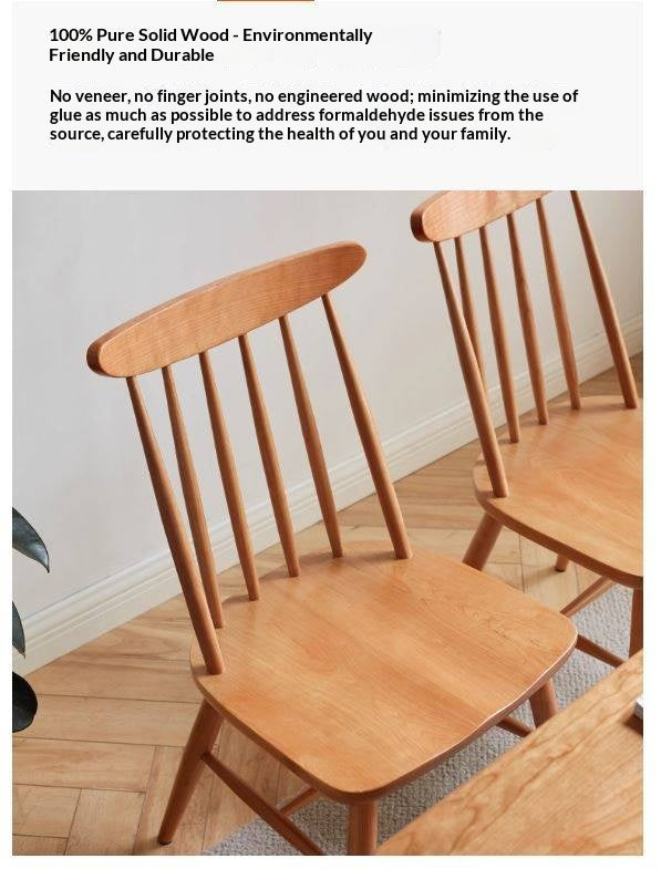 Set 4 pcs Cherry Solid Wood Modern Minimalist Nordic Style Backrest Chair