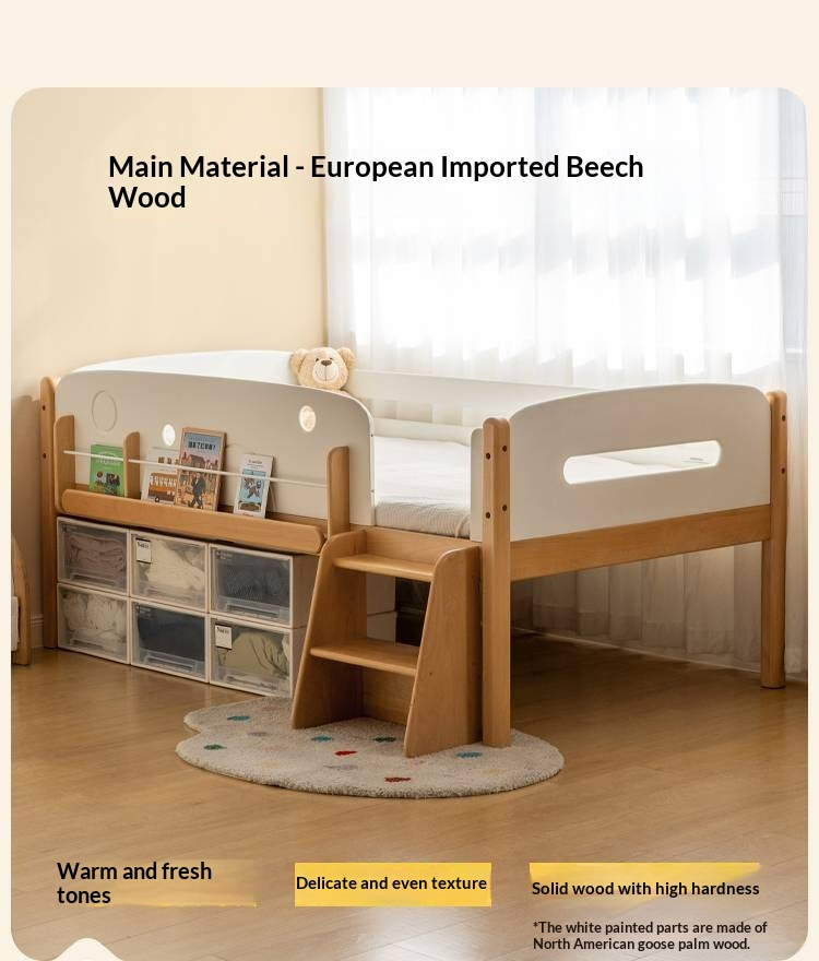 Beech Solid Wood Children's Multifunctional Storage Loft Bed