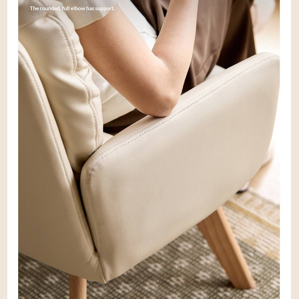 Beech Solid Wood Leather Soft Backrest Chair