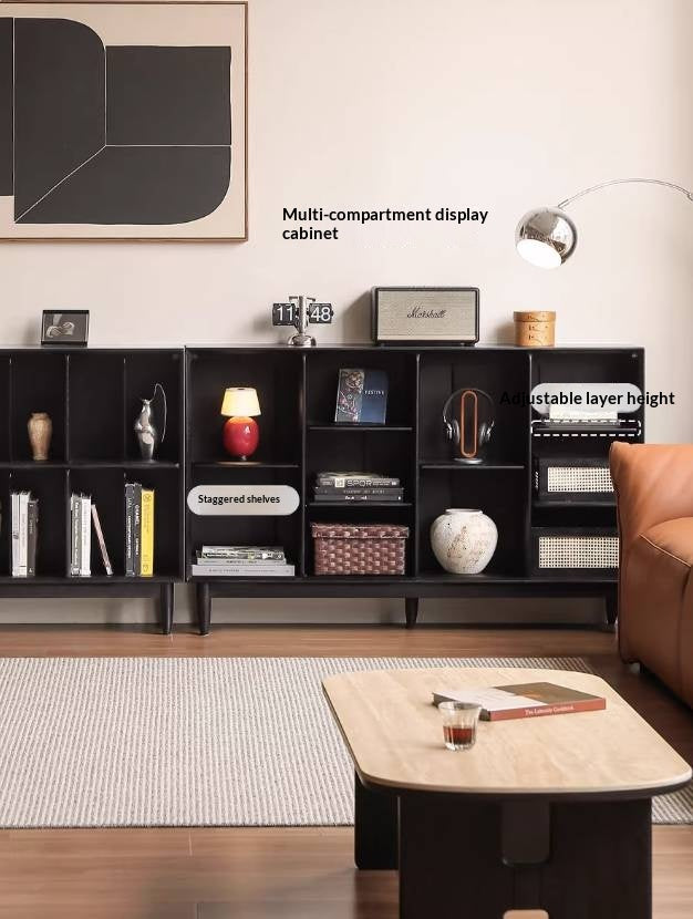 Oak, Ash Solid Wood Black Modern Bookcase