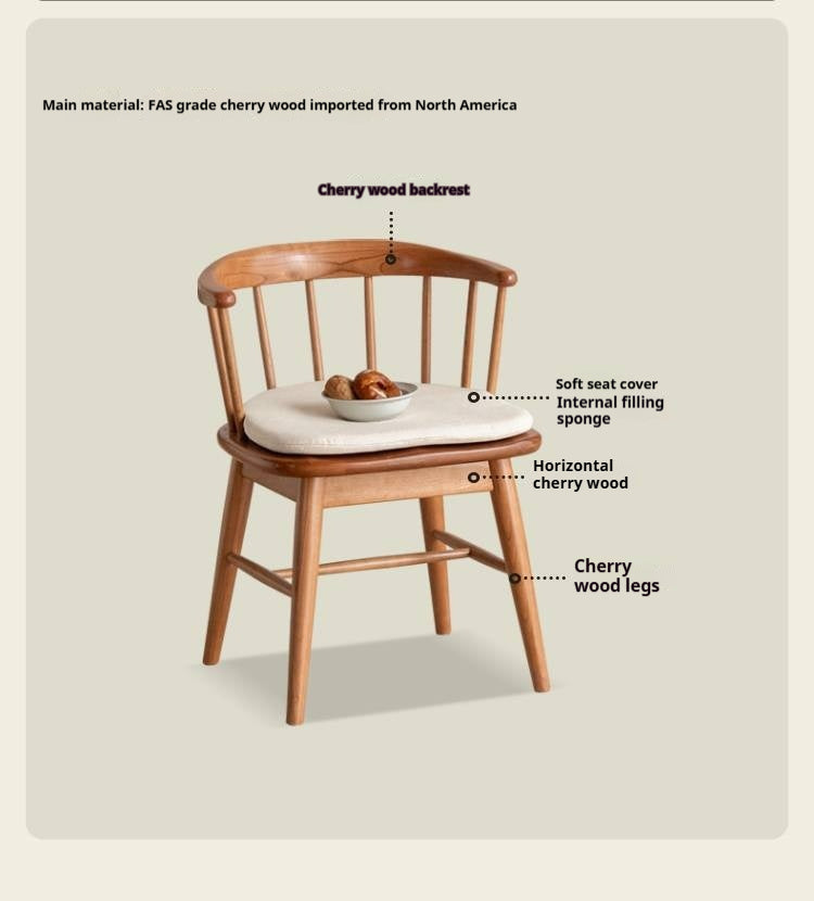Black Walnut, Oak, Cherry Color Solid Wood Rotating Chair