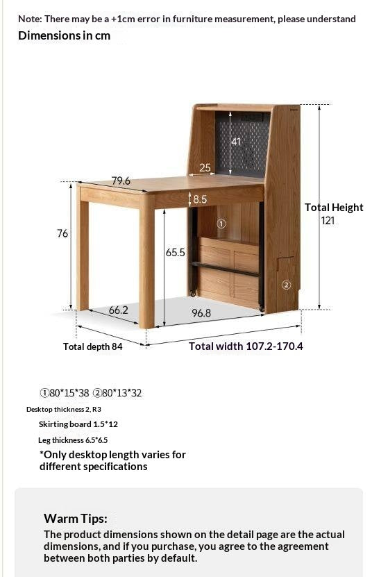 Oak Solid Wood Modern Minimalist Extendable Dining Table