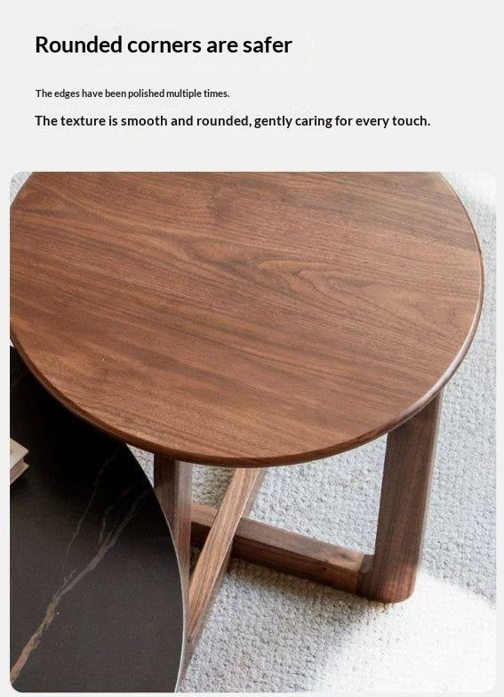 Black Walnut Solid Wood Combination Coffee Table Rock Surface