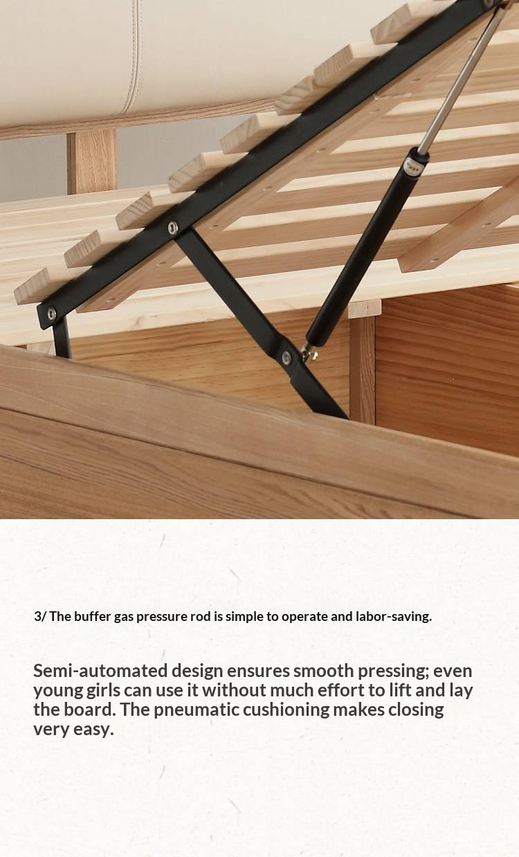 Ash Solid Wood Floor Bed — Modern Minimalist, High Box Design with Genuine Leather