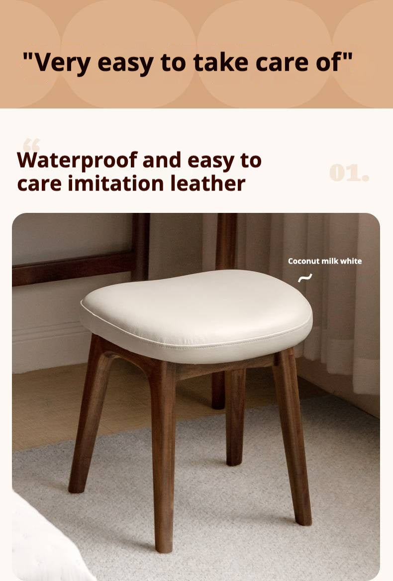 Oak, Black Walnut, Ash, Poplar Solid Wood Makeup Soft Stool.
