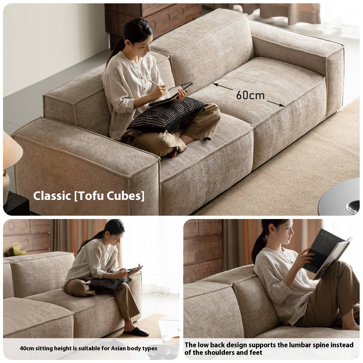 Fabric Wabi Sabi Style Sofa