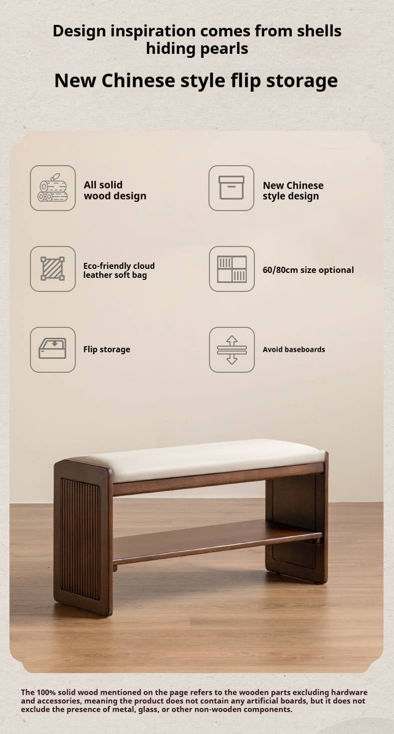 Solid Rubberwood Entryway Shoe Stool with Flip Top