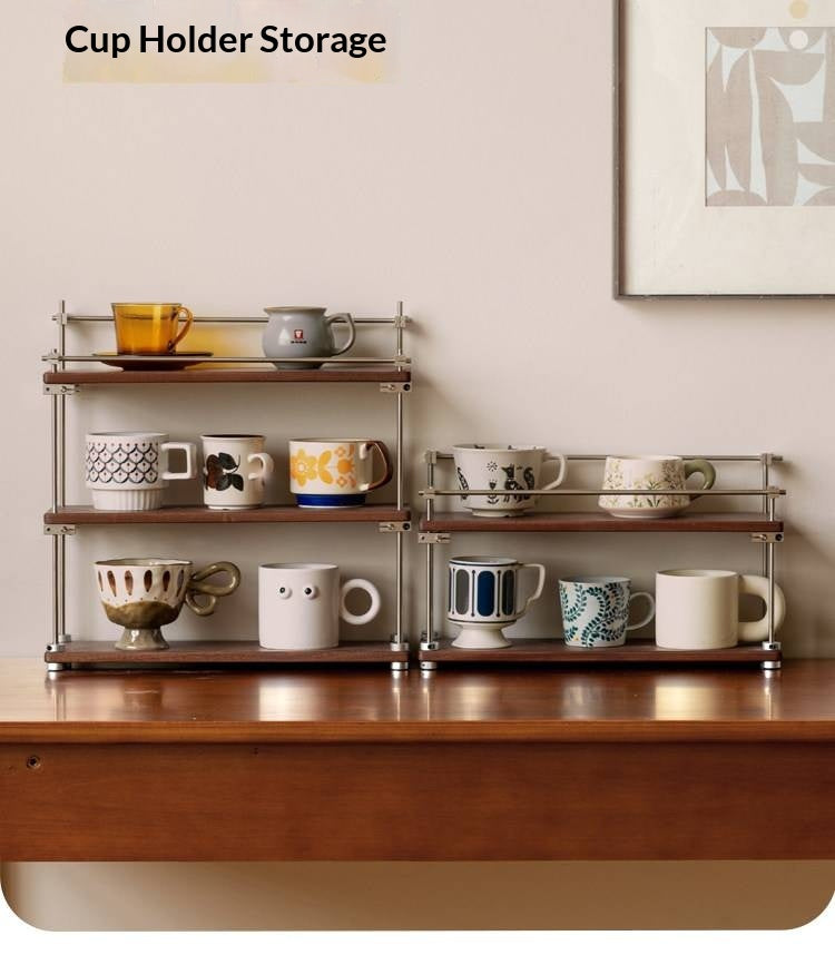 Sapele Solid Wood Multi Layer Storage Rack Antique Style