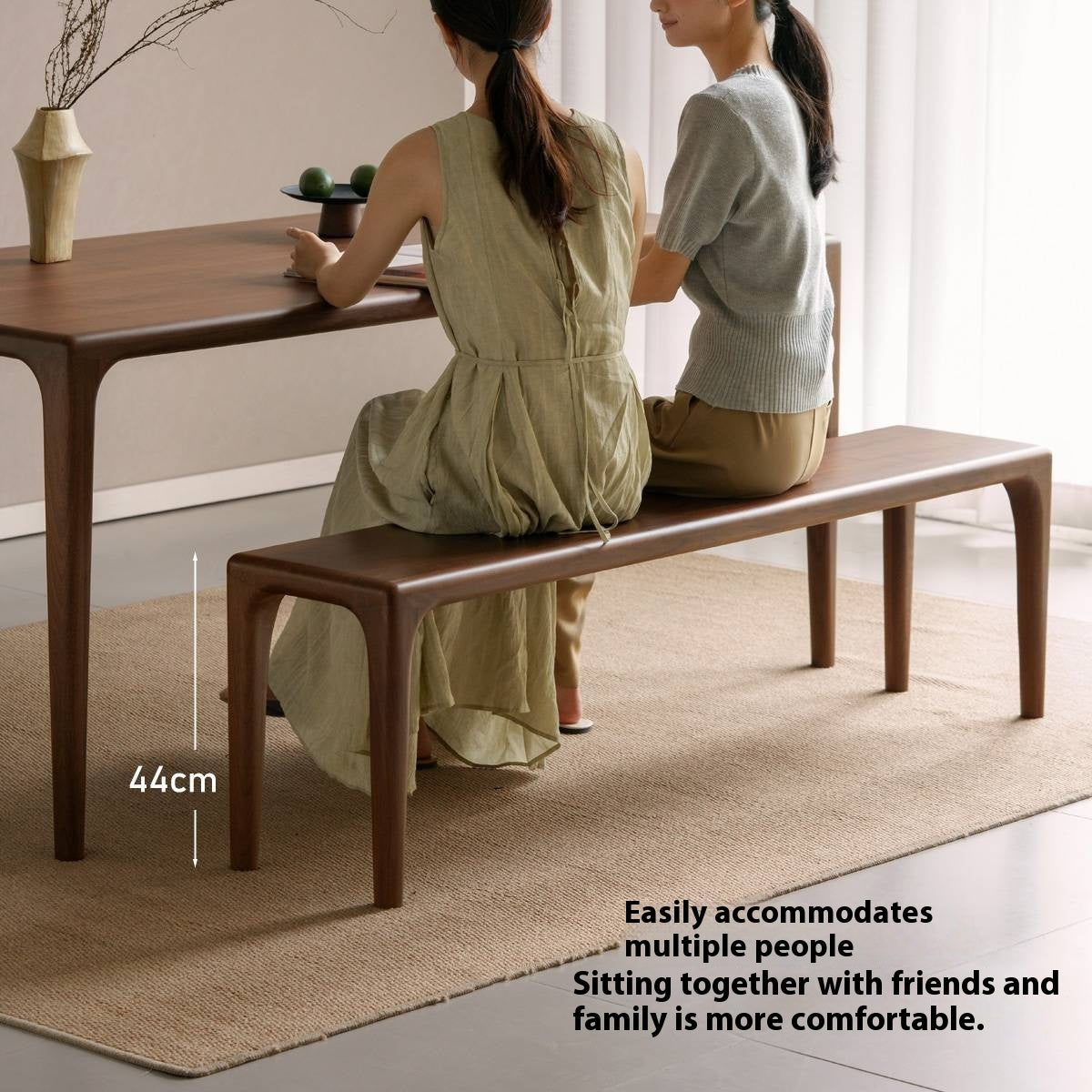 Black Walnut Solid Wood Light Luxury Style Bench.