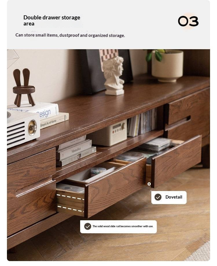 Oak, Solid Rubberwood Nordic Floor TV Cabinet.