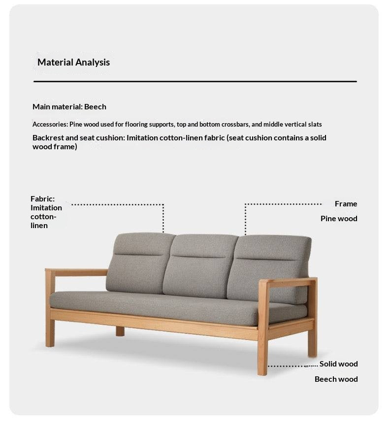 Beech Solid Wood Fabric Lounge Chair with Removable Cover